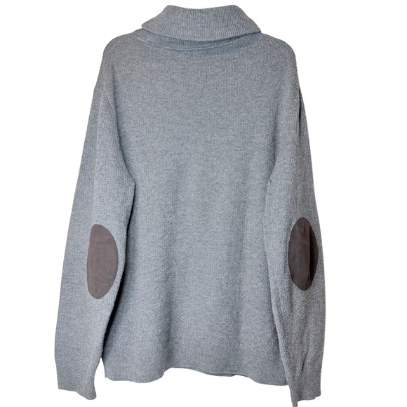 Hart Schaffner Marx Mens XL Gray Shawl Collar‎ Elbow Patch Sweater Lambs Wool - Picture 2 of 6